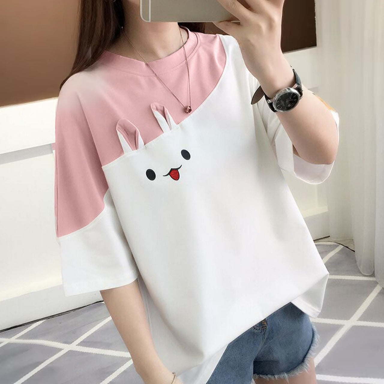 Rabbit Printed Trendy Latest Style T-Shirt for Women