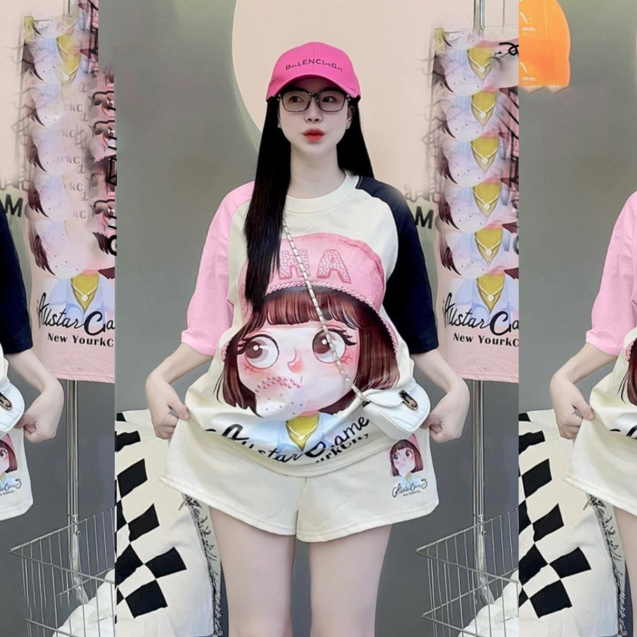 New Printed Fashion Short Korean Style Oversized T-shirt for Women