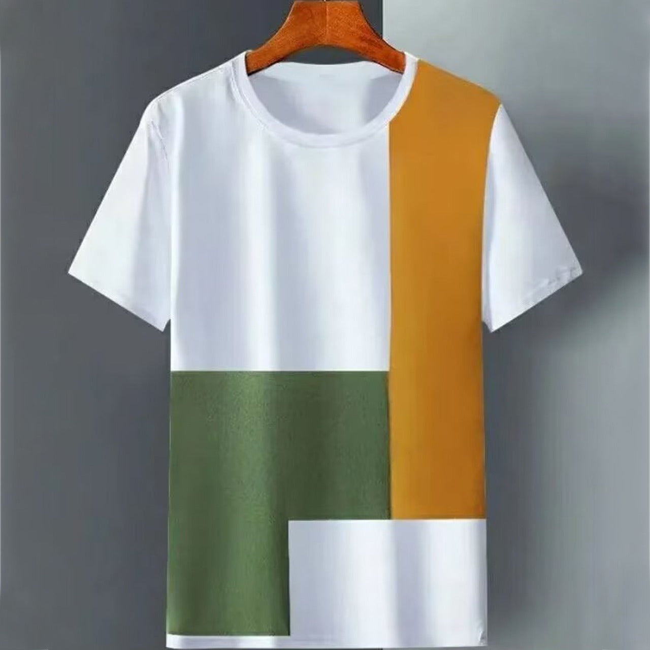 Color Block Fashion Design Short Sleeve T-shirt for Men