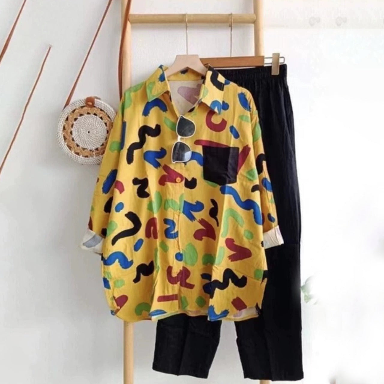 Casual Colorblock Printed Shirt & Pant for Women