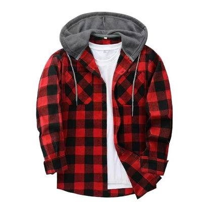 Latest Checkered Fashion Full Sleeve Hooded Shirt for Men