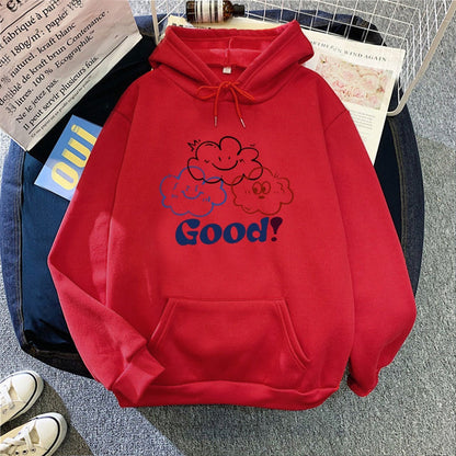 Good Text Printed Full Sleeve Hoodies for Women