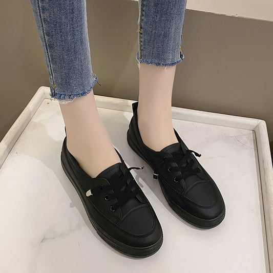 PU Leather Fashion Solid Color Sneaker for Women