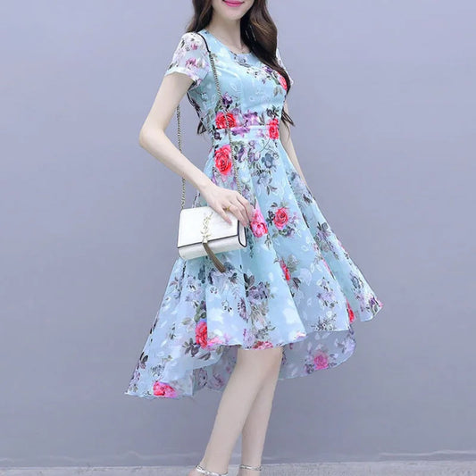 Floral Printed Midi Fashion Top Dress for Women