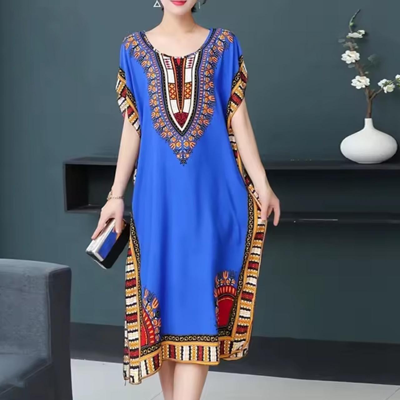 Tribal Print Fashion Short Sleeve Dress for Women