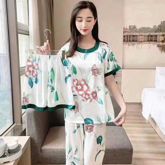 Printed Fashion Short Sleeve T-shirt & Pant for Women