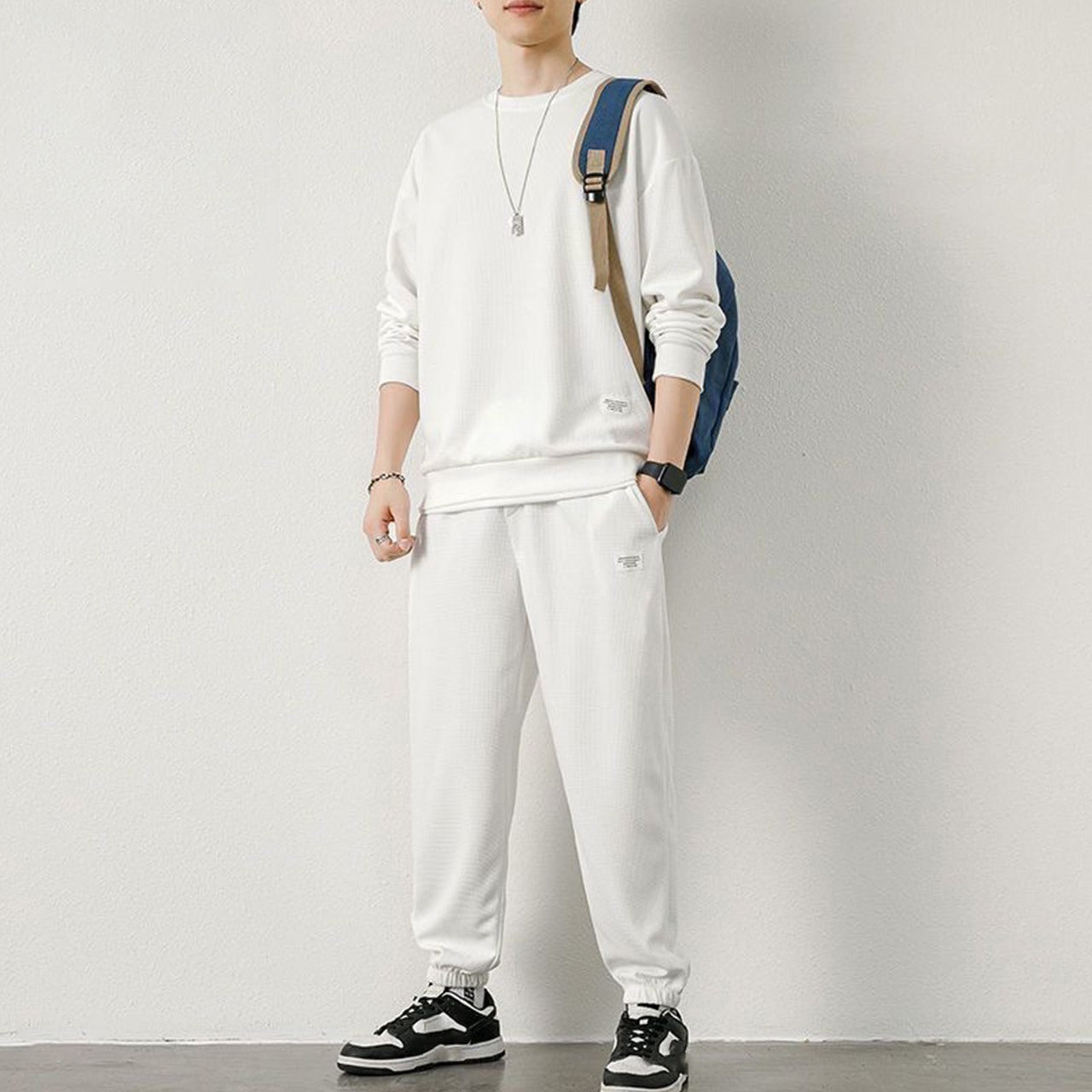 New Spring Style Men's Casual Solid Color Tracksuit & Pant Set