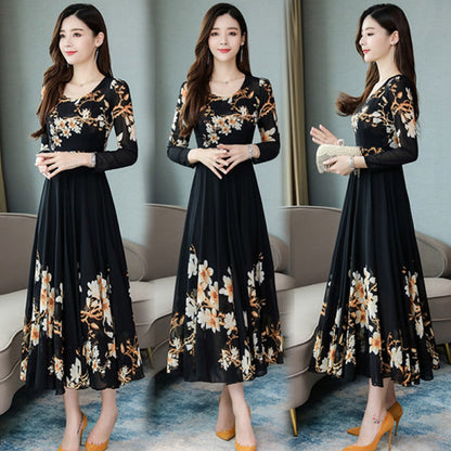 Floral Printed Fashion Long Sleeve Casual Dress for Women