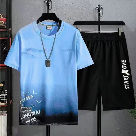 New Trendy Round Neck Graphic Printed T-Shirt & Shorts for Men