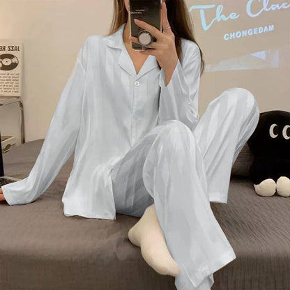 Silik Satin Striped Fashion Pajama for Ladies