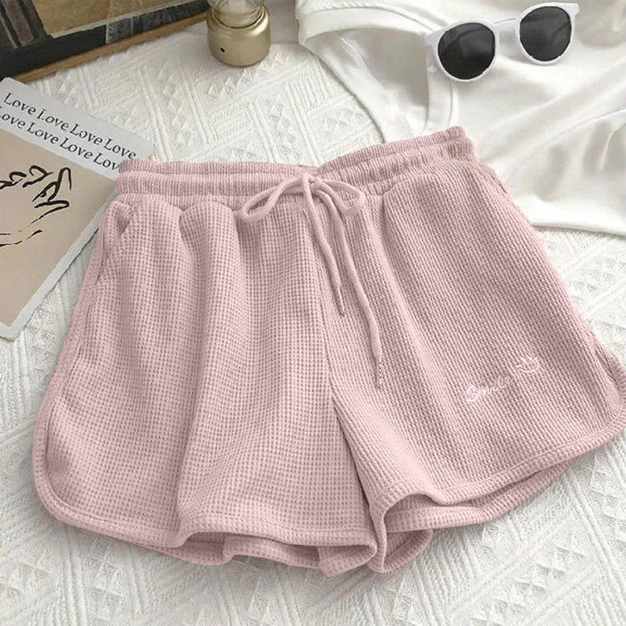 Fashion Style Solid Color Summer Shorts For Ladies