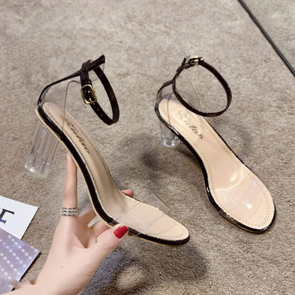 Party Wear Transparent High Heel Pump Style Sandals for Women