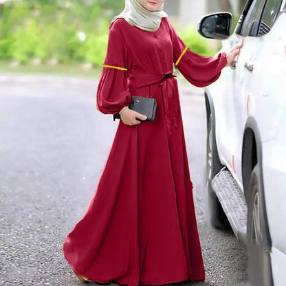 Solid Color Long Sleeve Abaya Prayer Dress for Women