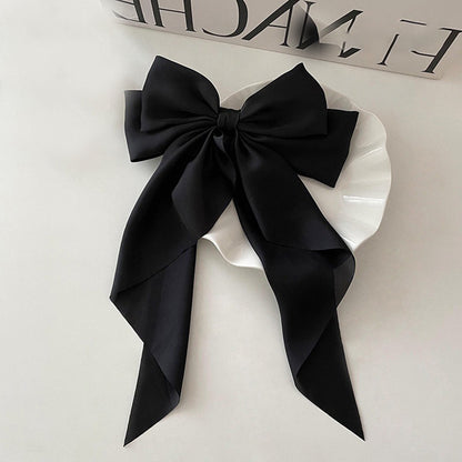 Solid Color Elegant Vintage Style Bow Decor Hair Clip for Women