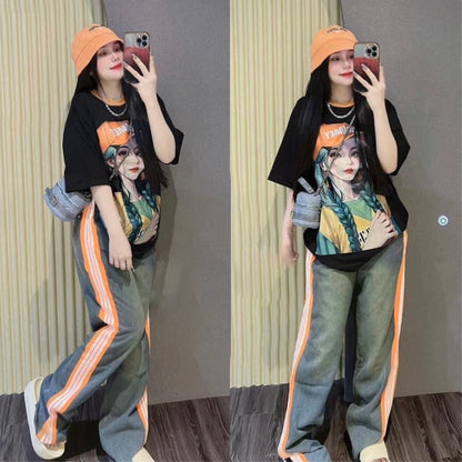 Short Sleeve Girl Printed Fashion T-shirt for Women