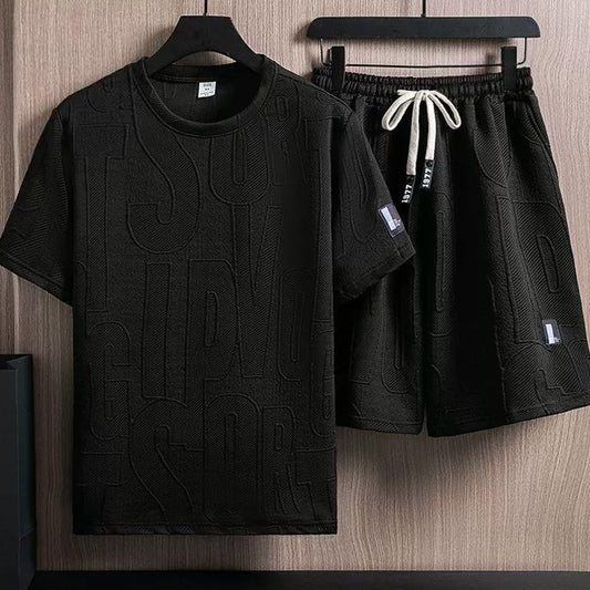 Round Neck Solid Fashion Co Ord Shorts & T-shirts for Men