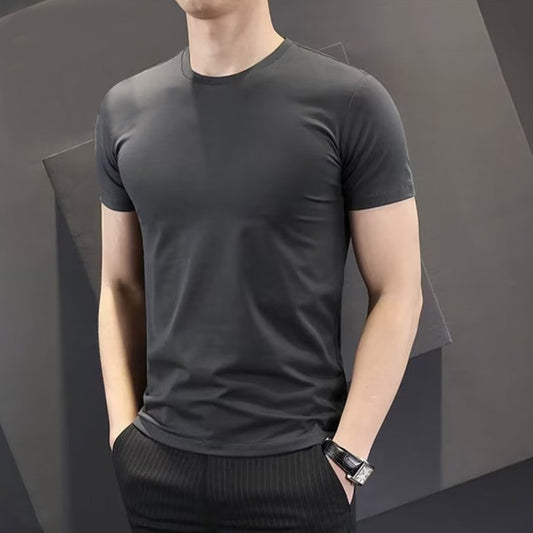 Solid Color Regular Fit Short Sleeve T-shirt for Men