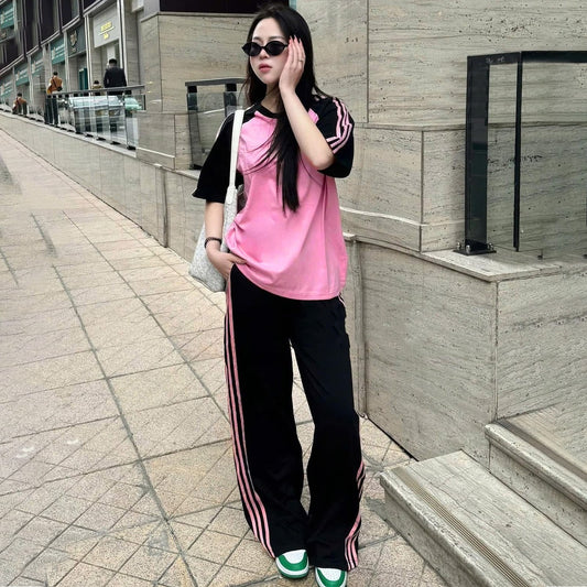 Sports Fashion Loose Fit Casual T-shirt & Pants for Women