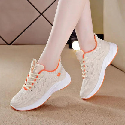 Solid Color Lace Up Mesh Breathable Low Shoes for Women