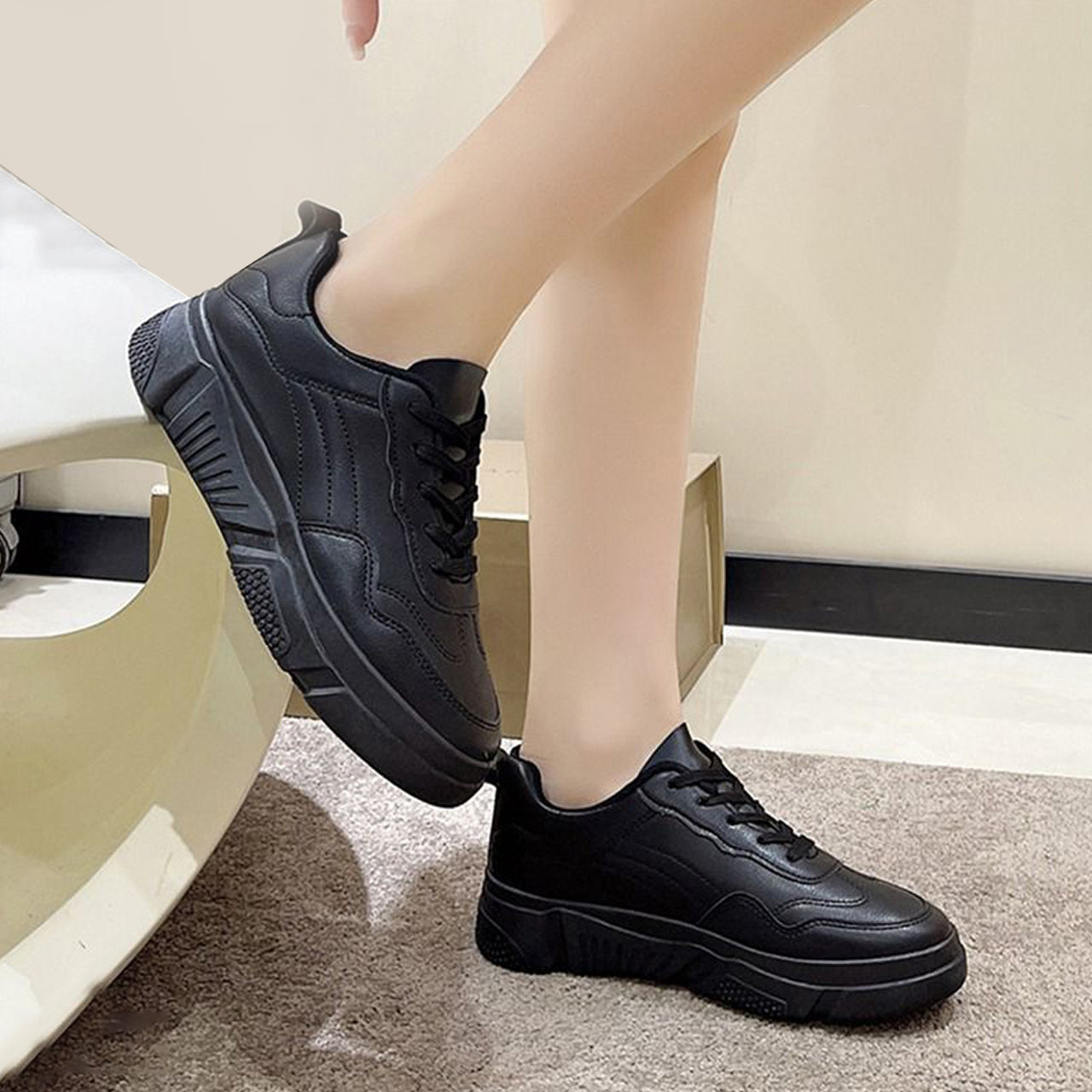 Latest Fashion Walking Casual Solid Color Sneaker Shoes for Women