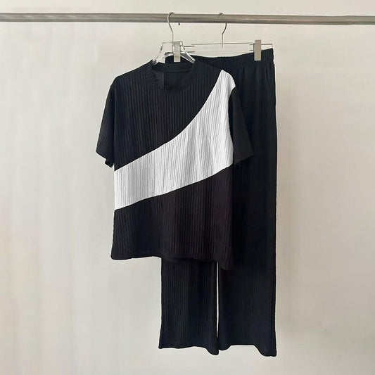 Color Block Fashion T-shirt & Pant for Women