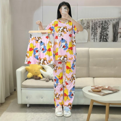 Floral Pattern Printed Home Wear Shorts Pant and T-shirt Set for Women