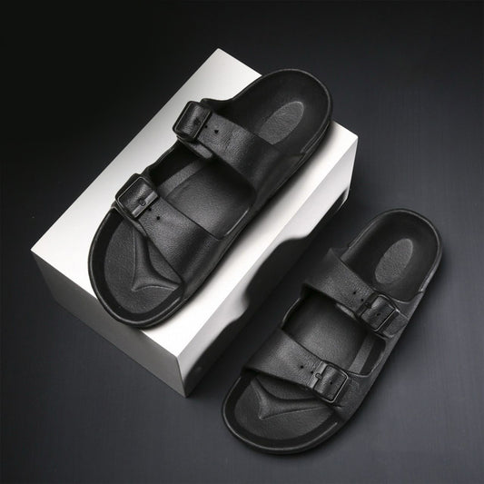 Solid Color Double Buckle Strap Sandals for Men