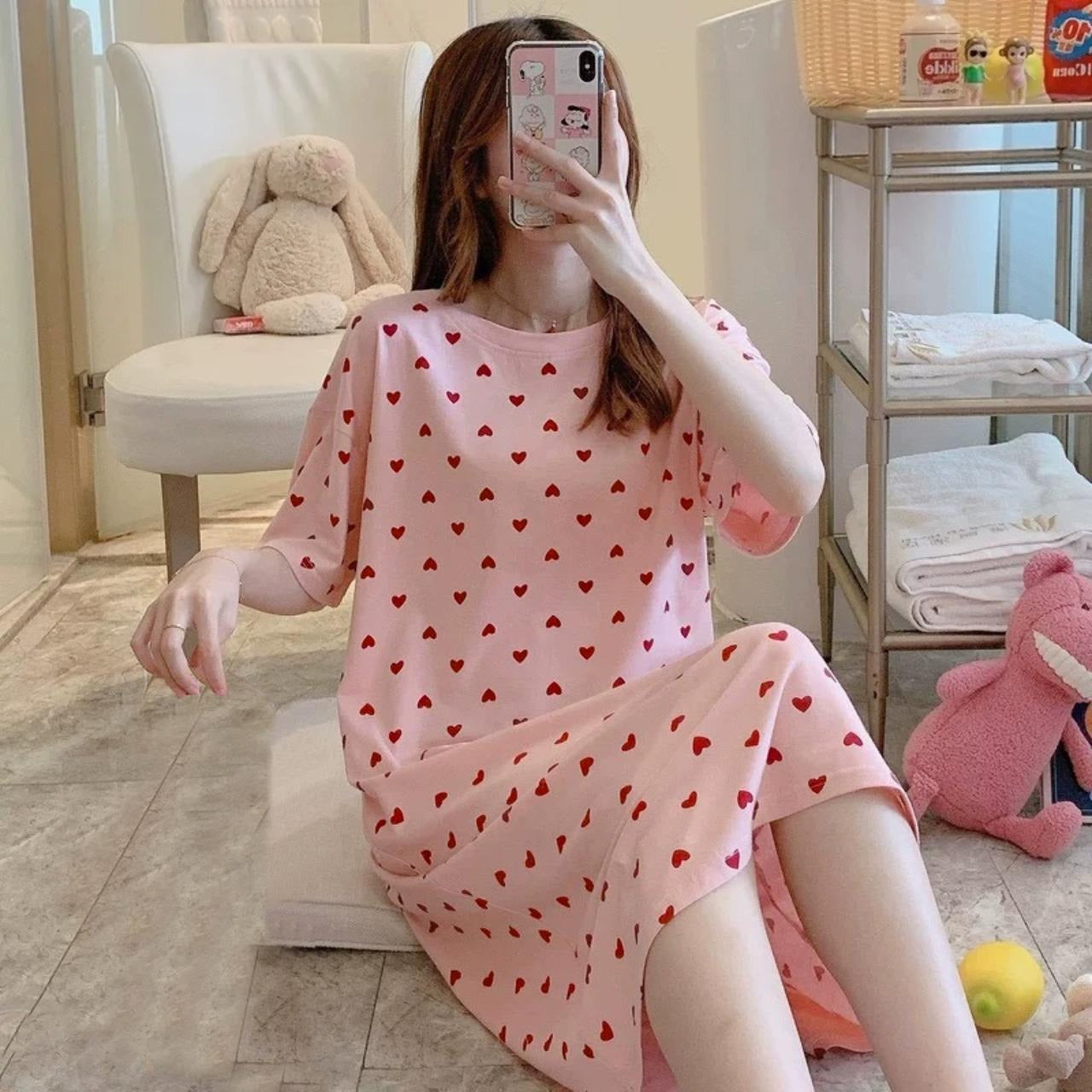 Printed Pattern Summer Korean Sleepwear Pajama for Women