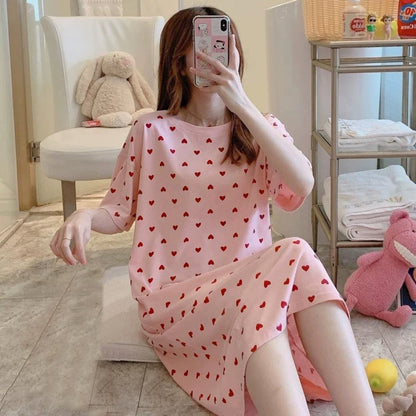 Printed Pattern Summer Korean Sleepwear Pajama for Women