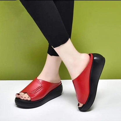 New Women Thick Sole Fashion Solid Color Casual Slip on Sandals