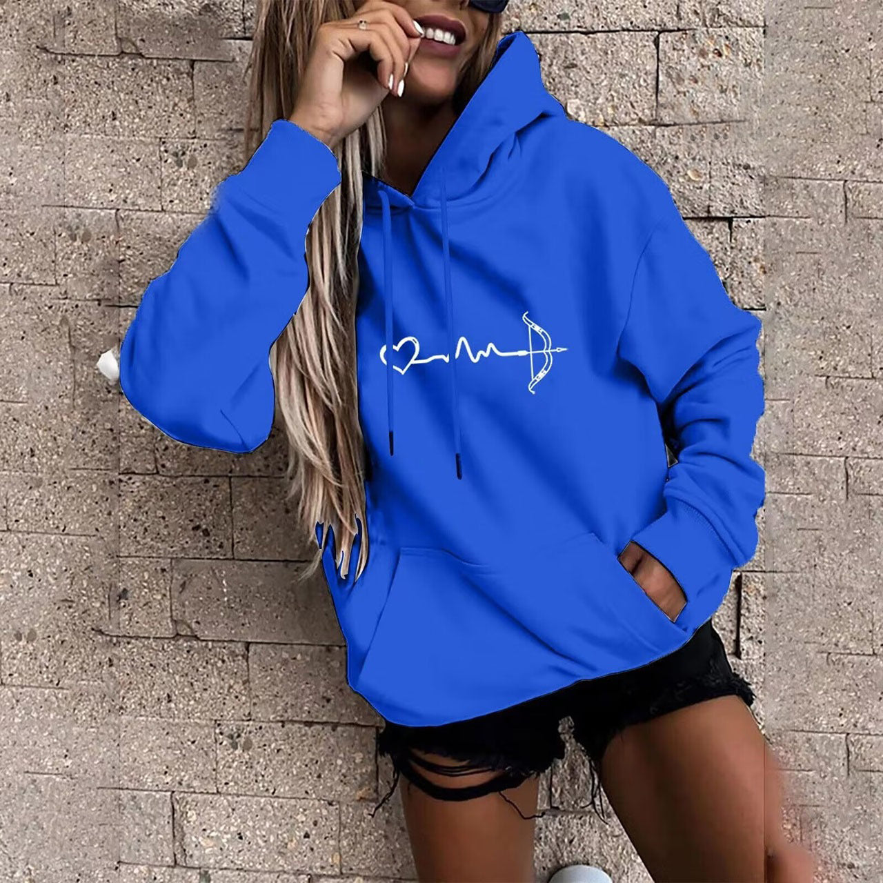 Latest Full Sleeve Heart Arrow Printed Hoodies for Women