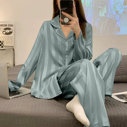 Silik Satin Striped Fashion Pajama for Ladies