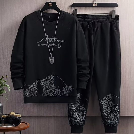 Graphic Printed Casual Long Sleeve T-Shirt & Pant for Men