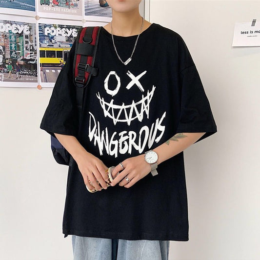 Graphics Printed Short Sleeve Oversized T-shirt for Women
