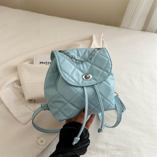 Minimal Solid Color Cosmetics Carry Hand Backpack Bag for Women