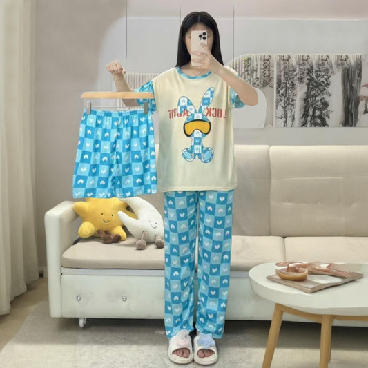 Printed Fashion Round Neck t-shirt & Pajama Pants for Women