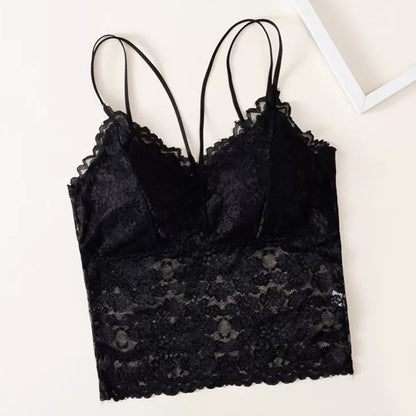 Solid Lace Vest Thin Shoulder Fashion Camisole Top for Women