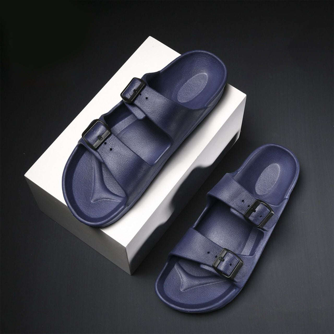 Solid Color Double Buckle Strap Sandals for Men