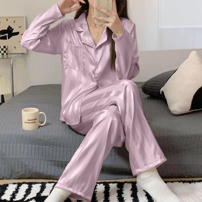 Silik Satin Striped Fashion Pajama for Ladies