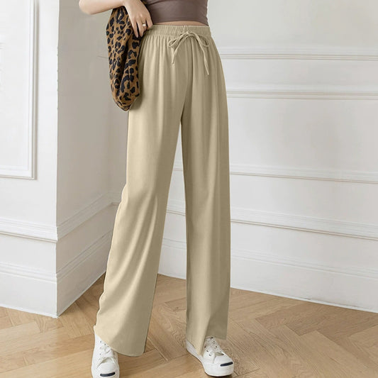 Latest Drawstring Ice Silk Wide Leg Pants for Women