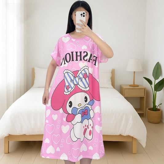 Summer Short Sleeve Printed T-shirt Long Top for Women