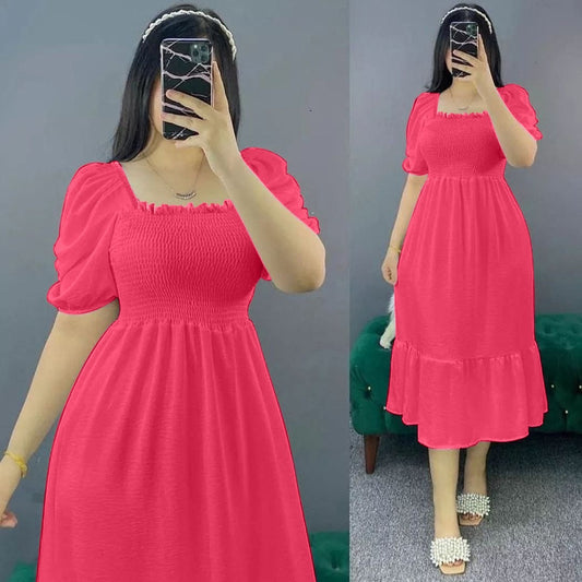 Solid Color Fashion Mid Dress for Women