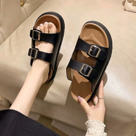 Double Buckled Fashion Casual Work Wear Sandals for Women