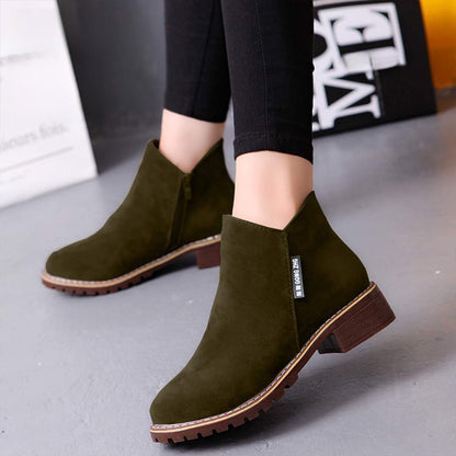 Autumn Winter Fashion Low Heel Female Side Zipper Ankle Boots for Women