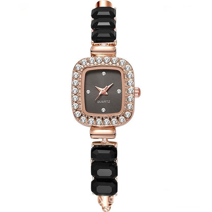 Quartz Casual Stone Decor Fashion Wristwatch for Women