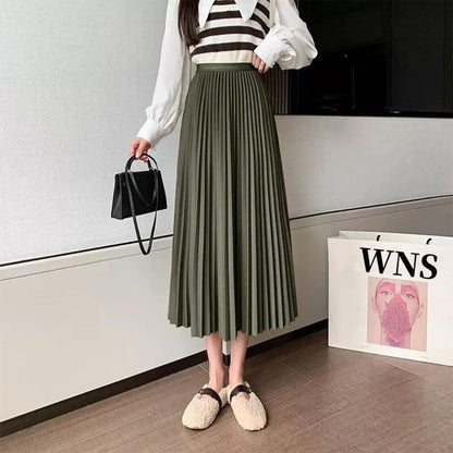 New Middle Length Pleated Skirt for Ladies