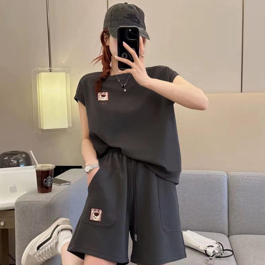 Korean Solid Fashion Latest Outdoor T-shirt & Shorts for Women