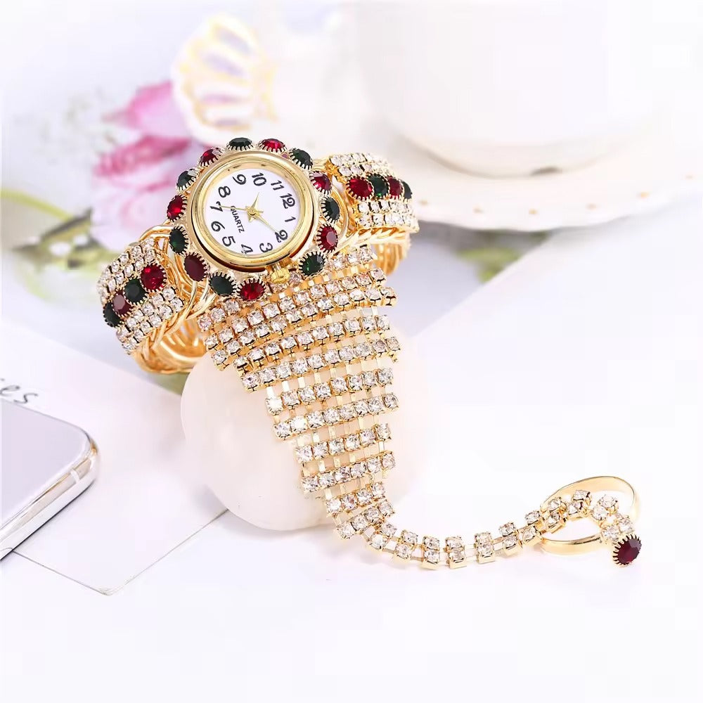 Stylish Jewelry Ring Bracelet & Analogue Wrist Watch for Women