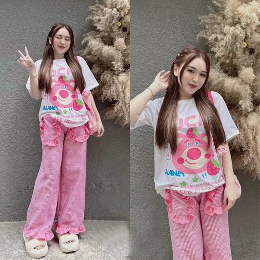 Street Wear Graphics Printed Fashion T-shirt & Long Pants for Women