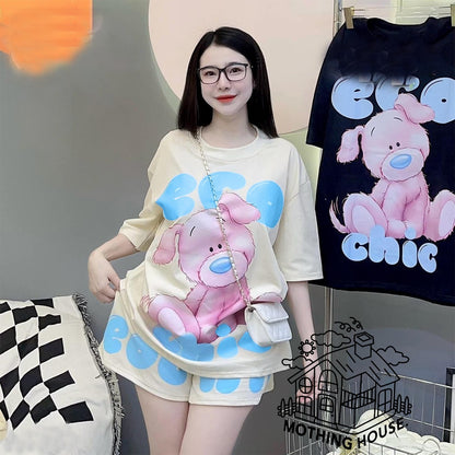 Graphic Printed Style Half Sleeve T-shirt & Shorts for Women